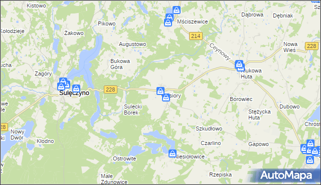 mapa Węsiory, Węsiory na mapie Targeo
