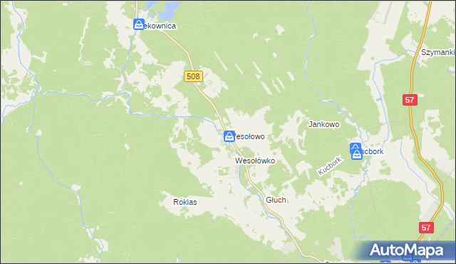 mapa Wesołowo gmina Wielbark, Wesołowo gmina Wielbark na mapie Targeo