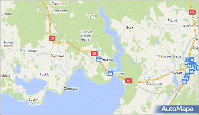 mapa Wężewo gmina Orzysz, Wężewo gmina Orzysz na mapie Targeo