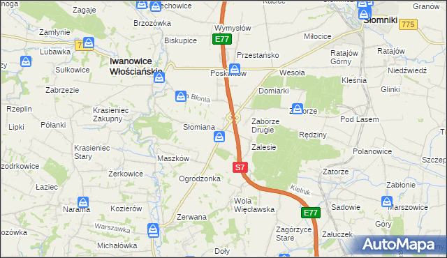 mapa Widoma gmina Iwanowice, Widoma gmina Iwanowice na mapie Targeo