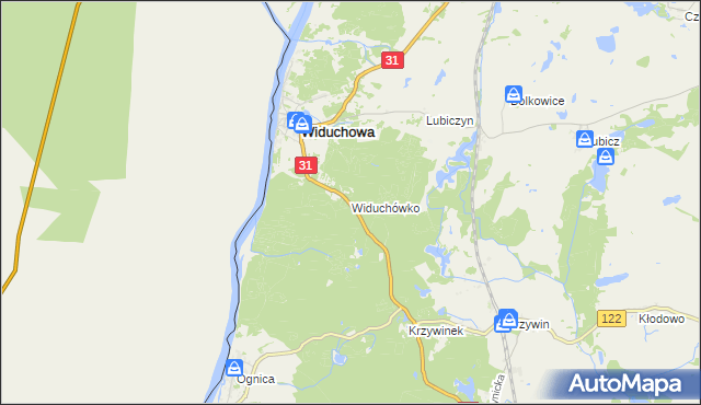 mapa Widuchówko, Widuchówko na mapie Targeo