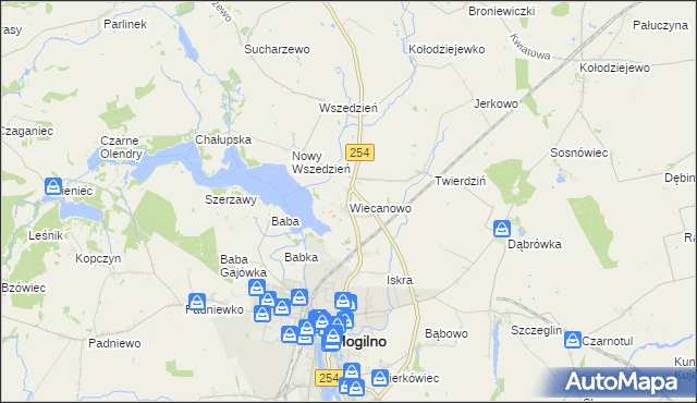 mapa Wiecanowo, Wiecanowo na mapie Targeo