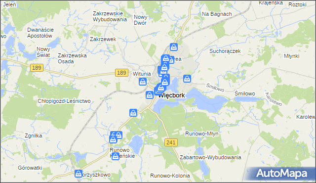 mapa Więcbork, Więcbork na mapie Targeo