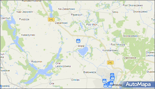 mapa Wiele gmina Mrocza, Wiele gmina Mrocza na mapie Targeo