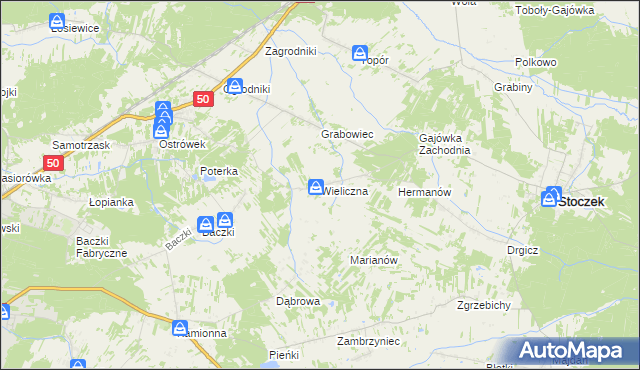 mapa Wieliczna gmina Stoczek, Wieliczna gmina Stoczek na mapie Targeo