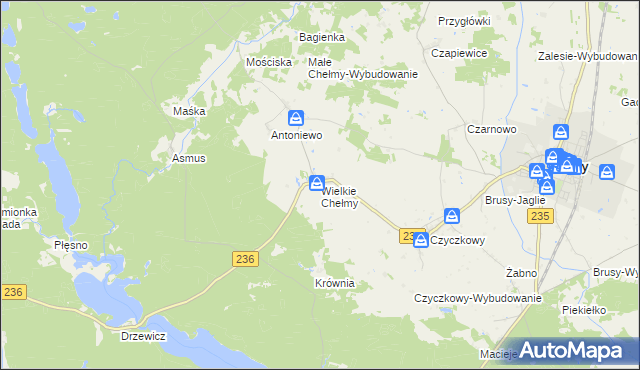 mapa Wielkie Chełmy, Wielkie Chełmy na mapie Targeo