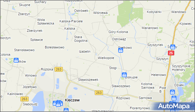 mapa Wielkopole gmina Kleczew, Wielkopole gmina Kleczew na mapie Targeo