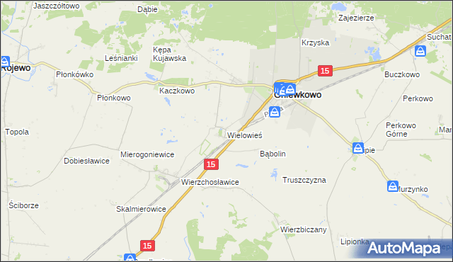 mapa Wielowieś gmina Gniewkowo, Wielowieś gmina Gniewkowo na mapie Targeo