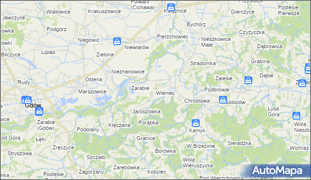mapa Wieniec gmina Gdów, Wieniec gmina Gdów na mapie Targeo