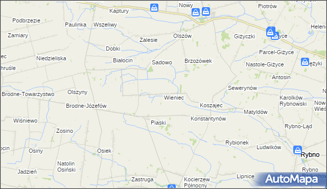 mapa Wieniec gmina Iłów, Wieniec gmina Iłów na mapie Targeo