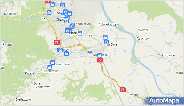 mapa Wierzawice, Wierzawice na mapie Targeo