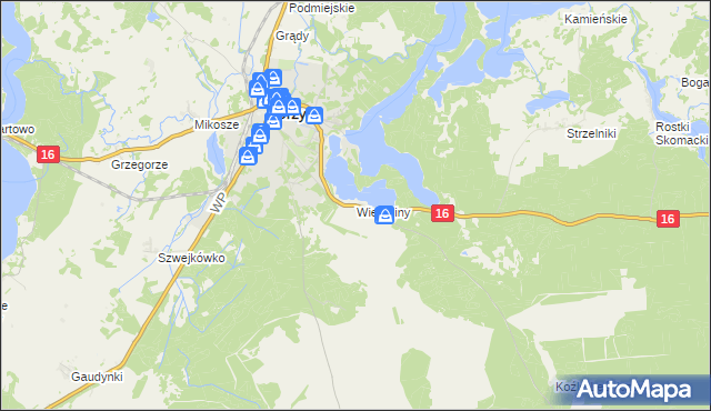 mapa Wierzbiny gmina Orzysz, Wierzbiny gmina Orzysz na mapie Targeo