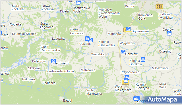 mapa Wierzbka, Wierzbka na mapie Targeo