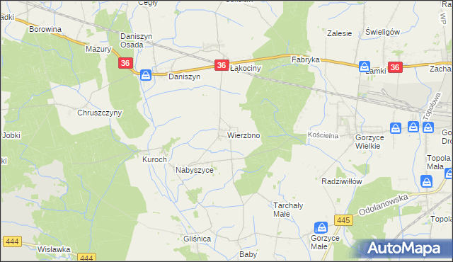 mapa Wierzbno gmina Odolanów, Wierzbno gmina Odolanów na mapie Targeo