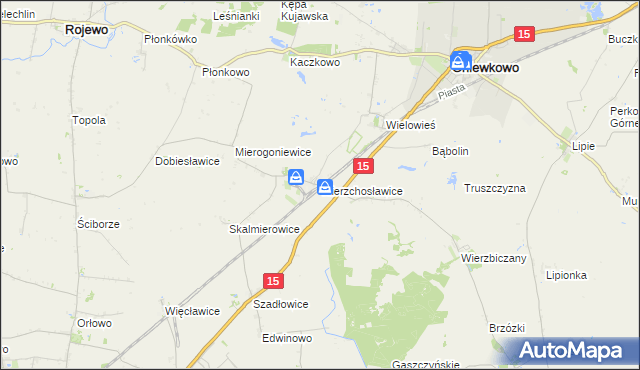 mapa Wierzchosławice gmina Gniewkowo, Wierzchosławice gmina Gniewkowo na mapie Targeo