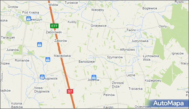 mapa Wierzchowina gmina Jasieniec, Wierzchowina gmina Jasieniec na mapie Targeo
