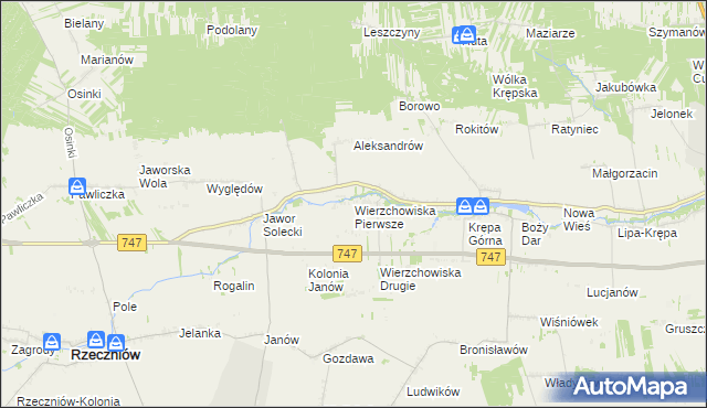 mapa Wierzchowiska Pierwsze gmina Sienno, Wierzchowiska Pierwsze gmina Sienno na mapie Targeo