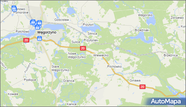 mapa Wiewiecko, Wiewiecko na mapie Targeo