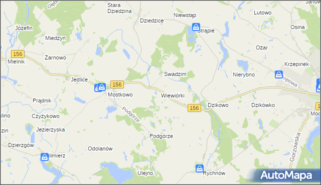 mapa Wiewiórki gmina Barlinek, Wiewiórki gmina Barlinek na mapie Targeo