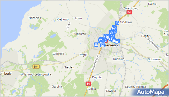 mapa Wikielec gmina Braniewo, Wikielec gmina Braniewo na mapie Targeo