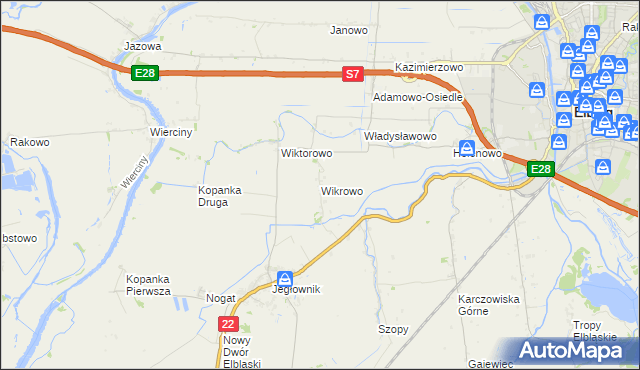 mapa Wikrowo gmina Gronowo Elbląskie, Wikrowo gmina Gronowo Elbląskie na mapie Targeo