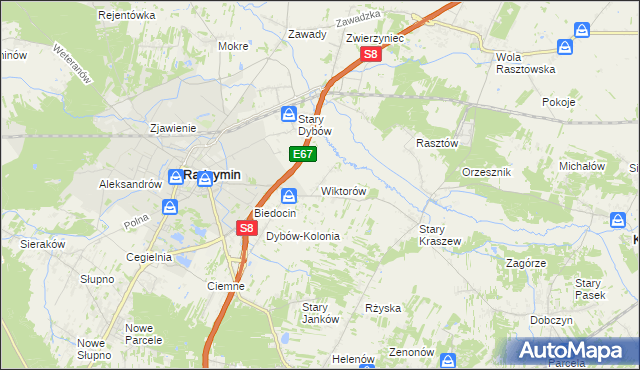 mapa Wiktorów gmina Radzymin, Wiktorów gmina Radzymin na mapie Targeo