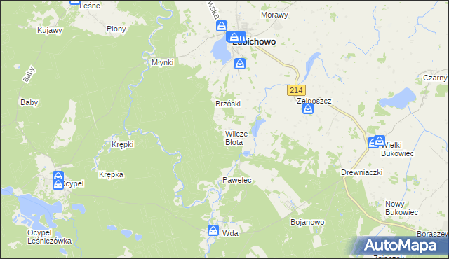 mapa Wilcze Błota, Wilcze Błota na mapie Targeo