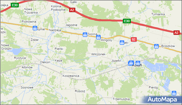 mapa Wilczonek, Wilczonek na mapie Targeo
