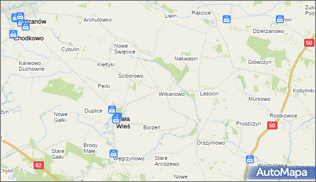 mapa Wilkanowo gmina Mała Wieś, Wilkanowo gmina Mała Wieś na mapie Targeo