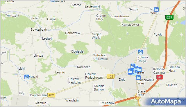 mapa Wilkołek Unikowski, Wilkołek Unikowski na mapie Targeo