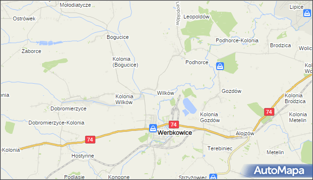 mapa Wilków gmina Werbkowice, Wilków gmina Werbkowice na mapie Targeo