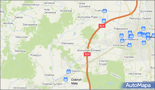 mapa Wincentów gmina Dobroń, Wincentów gmina Dobroń na mapie Targeo