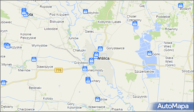 mapa Wiślica powiat buski, Wiślica powiat buski na mapie Targeo