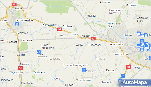 mapa Witów gmina Krośniewice, Witów gmina Krośniewice na mapie Targeo