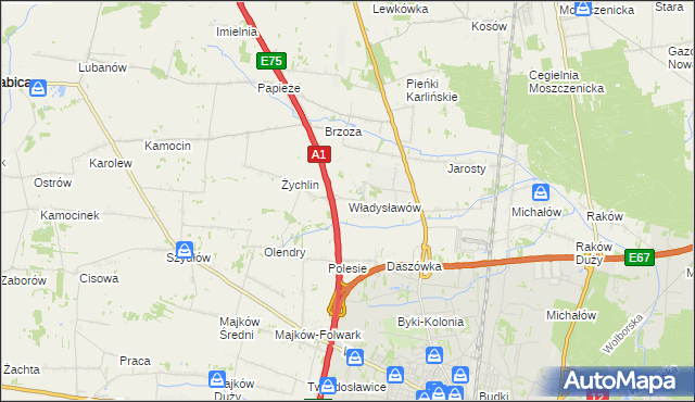 mapa Władysławów gmina Grabica, Władysławów gmina Grabica na mapie Targeo