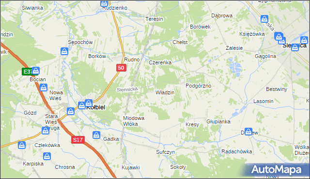 mapa Władzin, Władzin na mapie Targeo