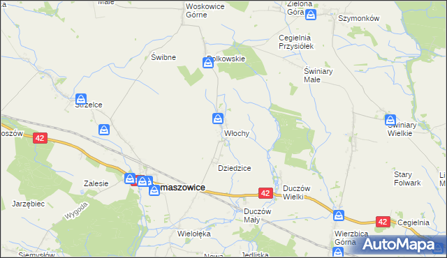 mapa Włochy gmina Domaszowice, Włochy gmina Domaszowice na mapie Targeo