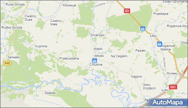 mapa Włodki gmina Mały Płock, Włodki gmina Mały Płock na mapie Targeo