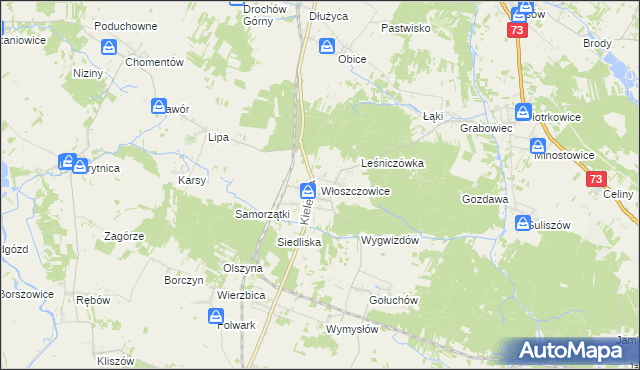 mapa Włoszczowice, Włoszczowice na mapie Targeo