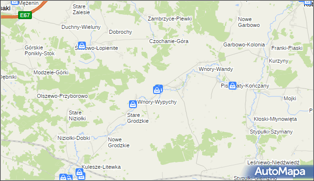 mapa Wnory-Kużele, Wnory-Kużele na mapie Targeo