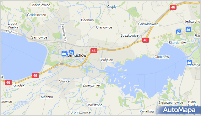 mapa Wójcice gmina Otmuchów, Wójcice gmina Otmuchów na mapie Targeo