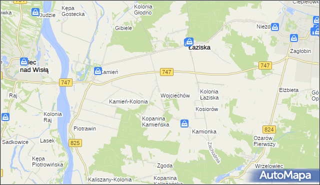 mapa Wojciechów gmina Łaziska, Wojciechów gmina Łaziska na mapie Targeo