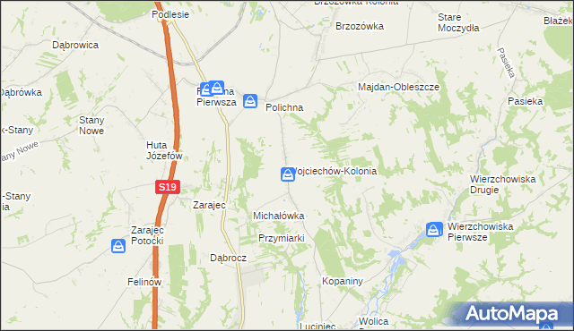 mapa Wojciechów-Kolonia, Wojciechów-Kolonia na mapie Targeo