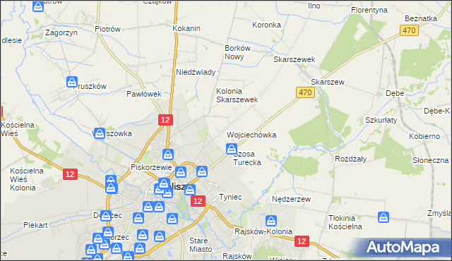 mapa Wojciechówka gmina Żelazków, Wojciechówka gmina Żelazków na mapie Targeo