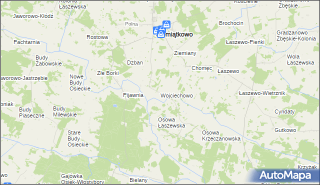 mapa Wojciechowo gmina Siemiątkowo, Wojciechowo gmina Siemiątkowo na mapie Targeo