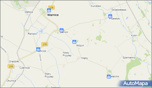 mapa Wójcin gmina Warnice, Wójcin gmina Warnice na mapie Targeo