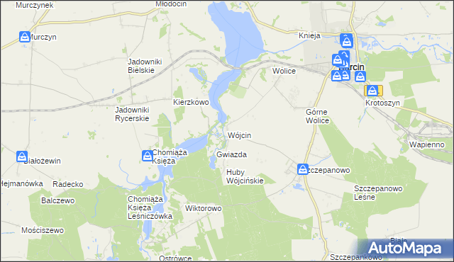 mapa Wójcin gmina Żnin, Wójcin gmina Żnin na mapie Targeo
