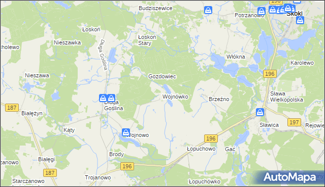 mapa Wojnówko gmina Murowana Goślina, Wojnówko gmina Murowana Goślina na mapie Targeo