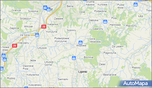 mapa Wójtowa, Wójtowa na mapie Targeo