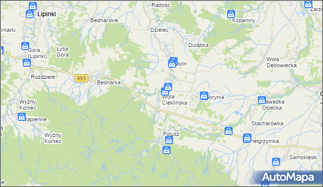 mapa Wola Cieklińska, Wola Cieklińska na mapie Targeo